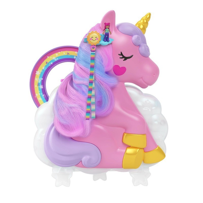 MUÑECA POLLY POCKET  COMPACTO UNICORNIO Y ARCOÍRIS