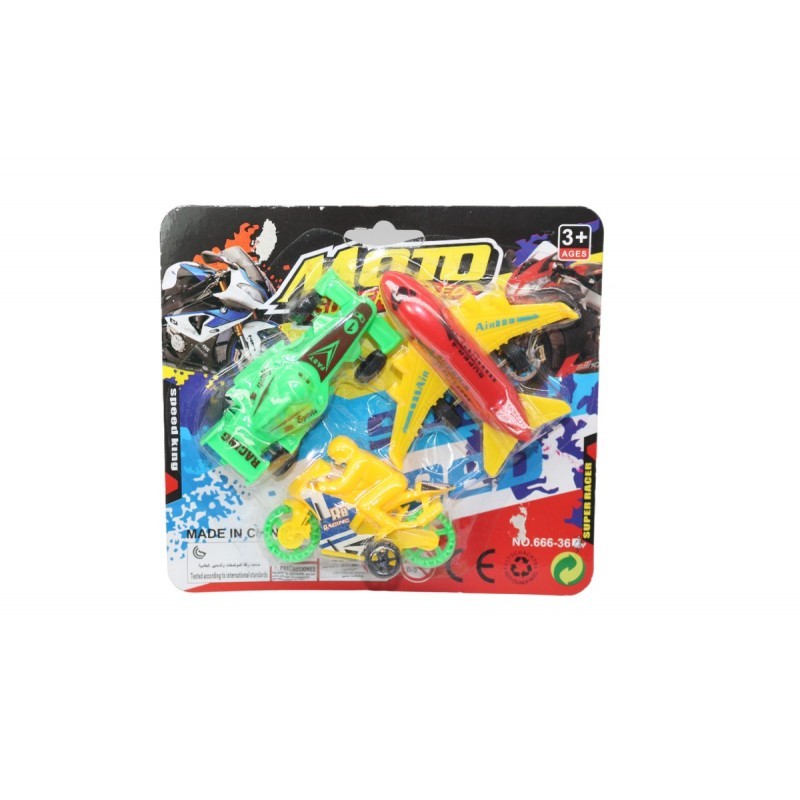SET DE AVION CARRO Y MOTOCICLETA FRICCION BLISTER