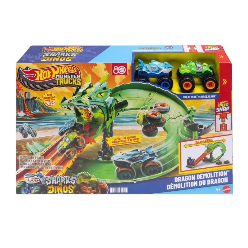 HOT WHEELS PISTA TIBURONES VS DINOSAURIOS DESTRUCCIÓN