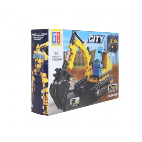 JUEGO DE BLOQUES RETROEXCAVADORA 109 PIEZAS CAJA