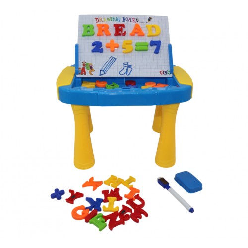 TABLERO CON MESA Y LETRAS MAGNETICAS CAJA
