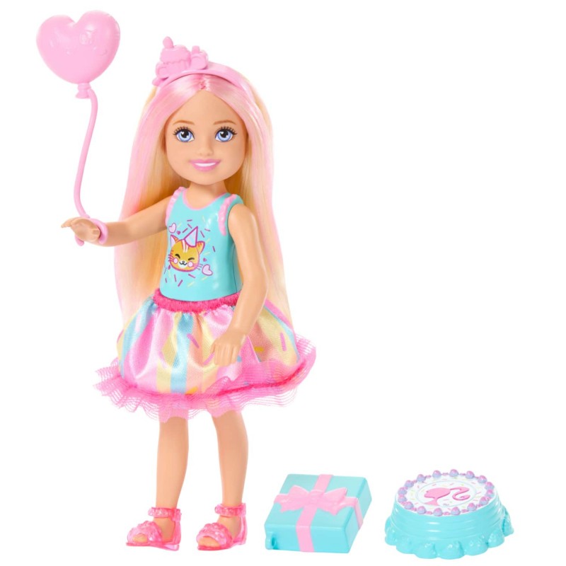 BARBIE MUÑECA CHELSEA CUMPLEAÑERA FALDA ROSA