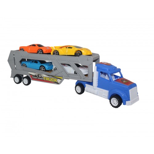 TRACTOMULA TRUCK CON CARROS FRICCION BASE Y TAPA