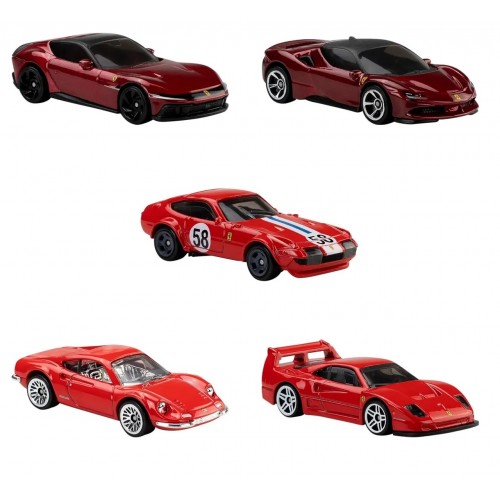 HOT WHEELS AUTOS FERRARI CAJA X 5 MATTEL