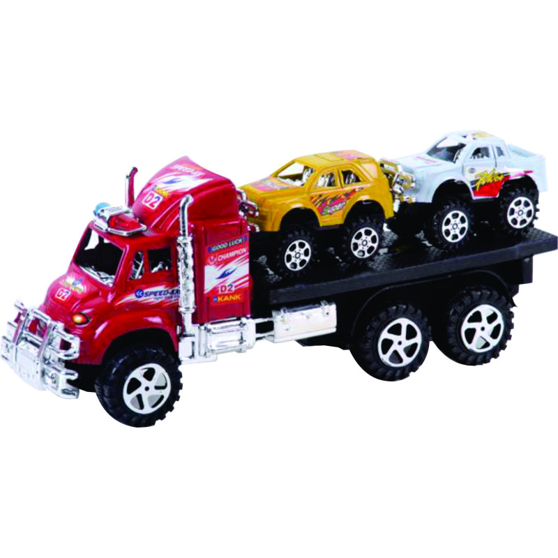 TRACTOMULA RACING CON CARROS FRICCION BASE Y TAPA