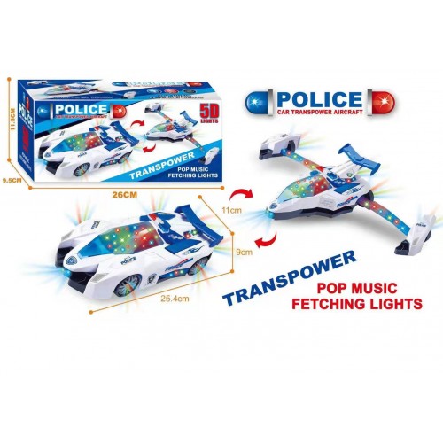 CARRO POLICIA TRANSPOWER  PILAS LUZ Y SONIDO CAJA