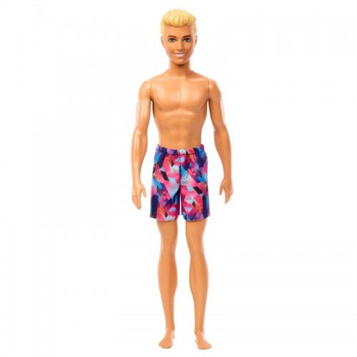 BARBIE KEN MUÑECO DE PLAYA CON TRAJE DE BAÑO ROSA Y AZUL