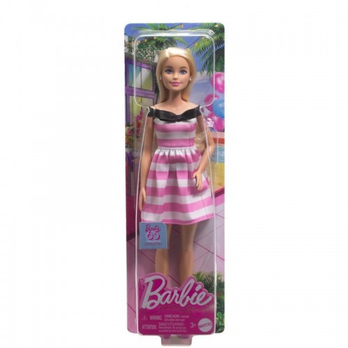 MUÑECA BARBIE DE ANIVERSARIO CON VESTIDO BLANCO Y ROSA