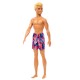 BARBIE KEN MUÑECO DE PLAYA CON TRAJE DE BAÑO ROSA Y AZUL