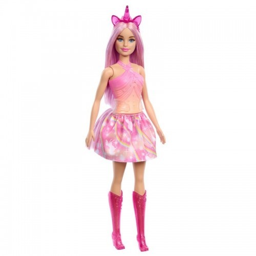 MUÑECA BARBIE FANTASÍA UNICORNIO FALDA DE ENSUEÑO ROSA