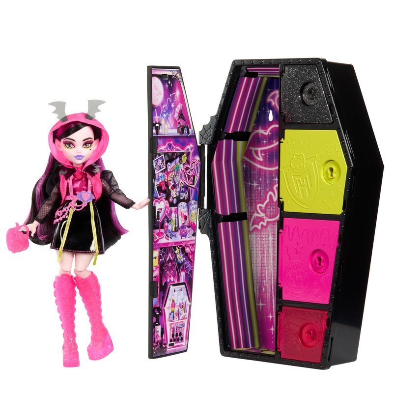 MUÑECA MONSTER HIGH SKULLTIMATES SECRETS SUSTOS NEÓN DRACULAURA