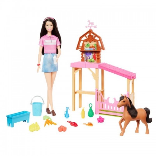 MUÑECA BARBIE RENEE SET DE CUIDADO DE CABALITO