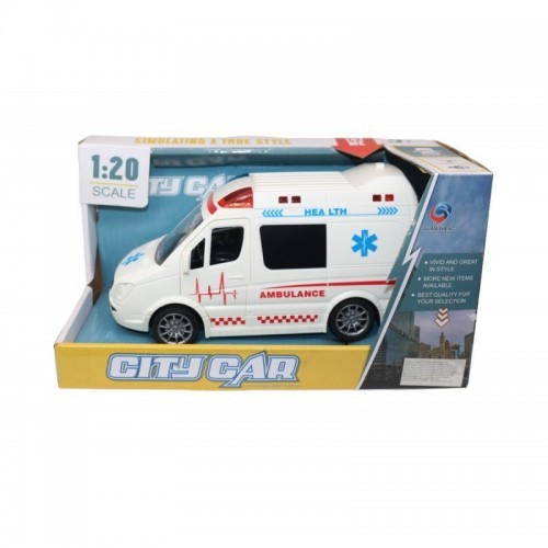 AMBULANCIA CITY CAR LUZ Y SONIDO PILAS CAJA