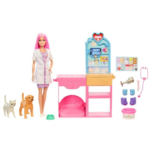 BARBIE PROFESIONES VETERINARIA CON MASCOTAS Y ACCESORIOS