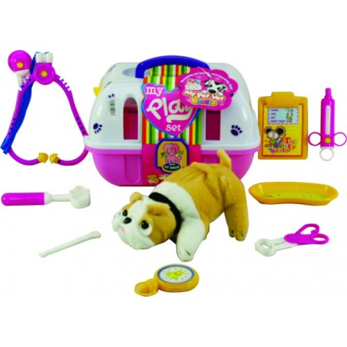 MASCOTA EN CASITA Y SET VETERINARIO