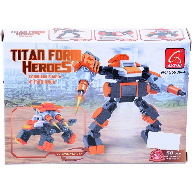 ROBOT TITAN 2 EN 1 BLOQUES  58 PIEZAS CAJA