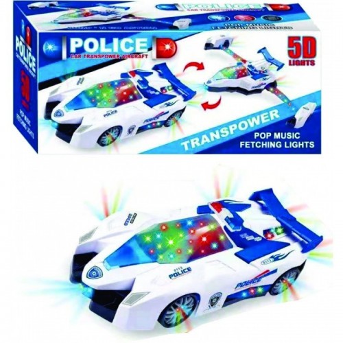 CARRO POLICIA TRANSPOWER  PILAS LUZ Y SONIDO CAJA