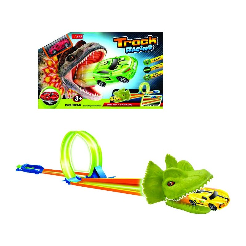 PISTA MANUAL DINOSAURIO GLOW CAJA
